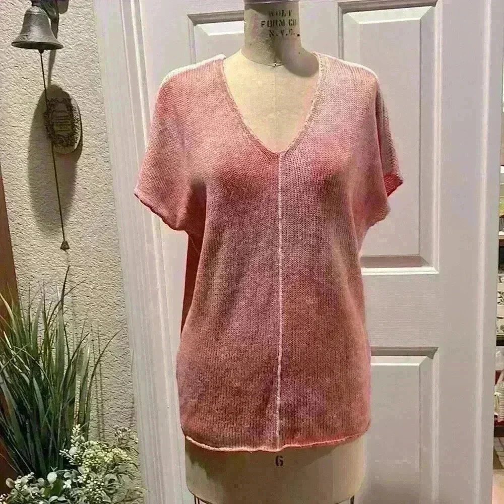Tommy Bahama, Coral Linen Blend Sweater. Size XS/TP - Picture 1 of 6
